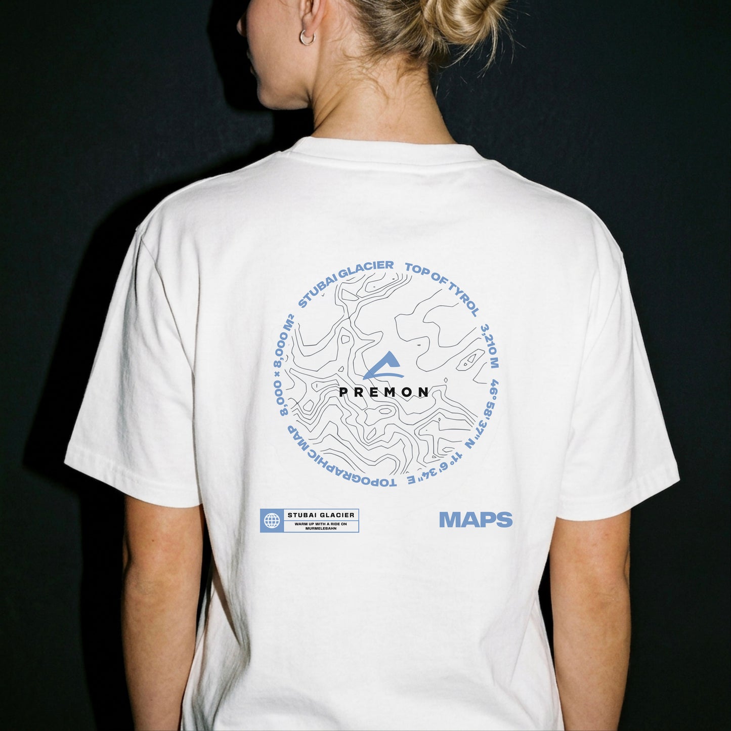 Berge Backprint T-Shirt Tshirt Stubai Rückenprint Baumwolle Mountain weiß