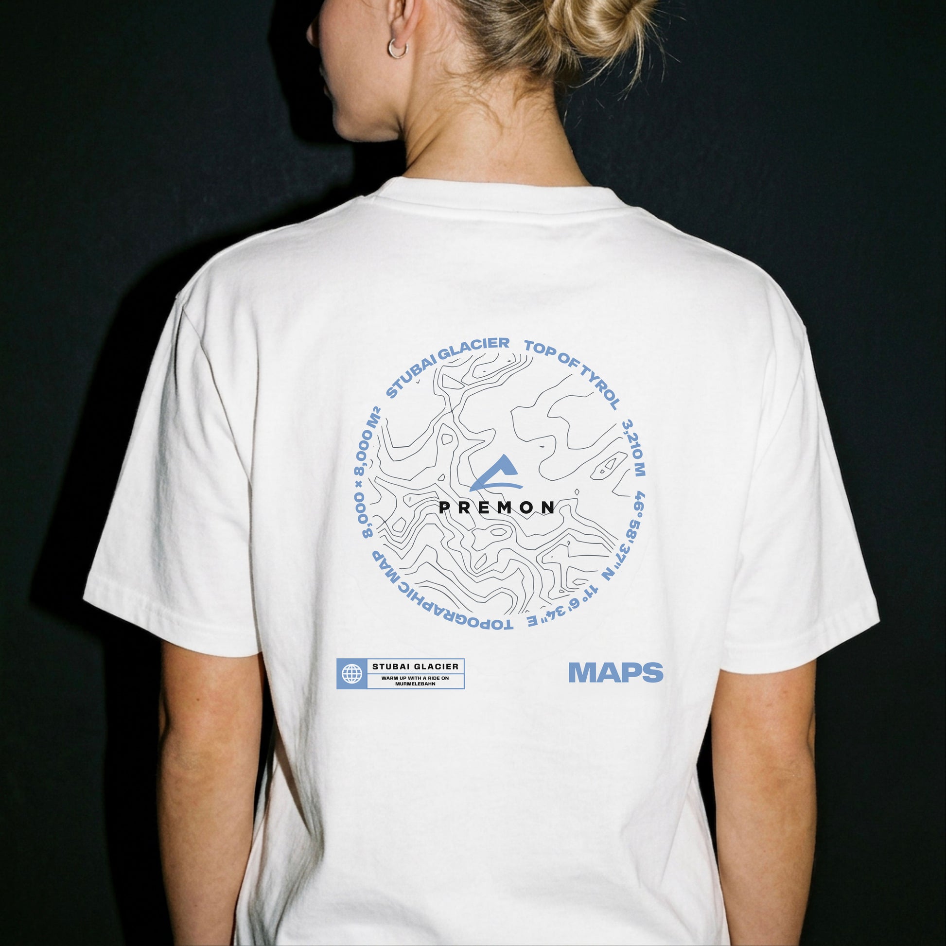 Berge Backprint T-Shirt Tshirt Stubai Rückenprint Baumwolle Mountain weiß