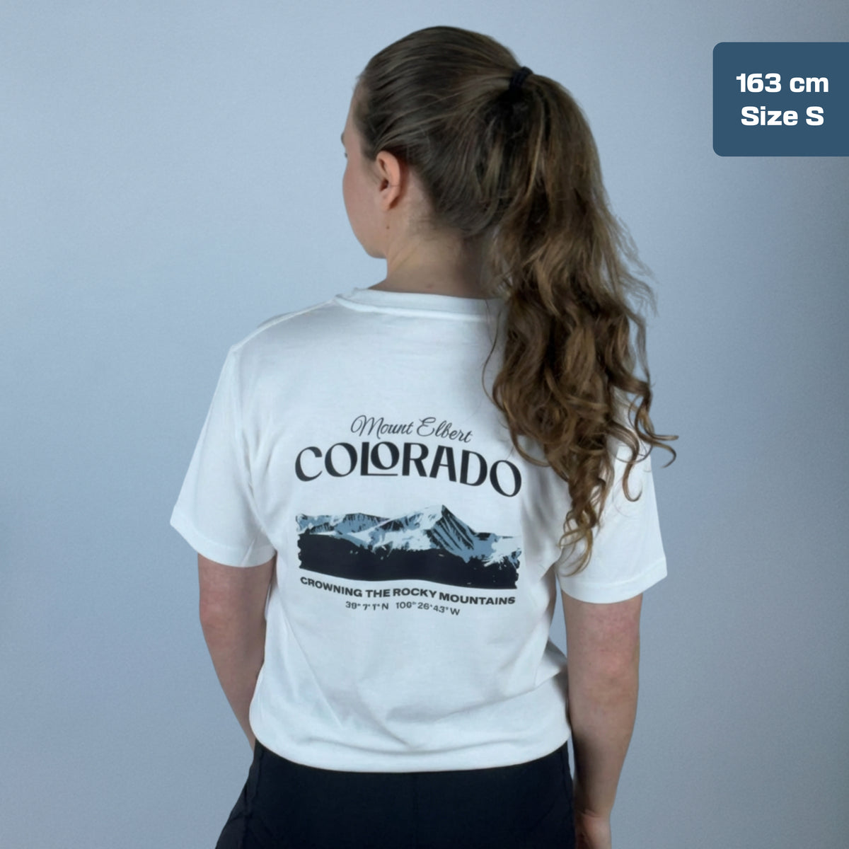 Mount Elbert Colorado Backprint Rückenprint Berge Wandern Mountain Baumwolle Shirt Tshirt Bio weiß